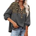 thumbnail image 1 of Pullover , Polyester Fiber Leopard Print Hooded Sweatshirt V Neck  For Spring Fall Winter Khaki,Gray,Black,Blue, 1 of 7