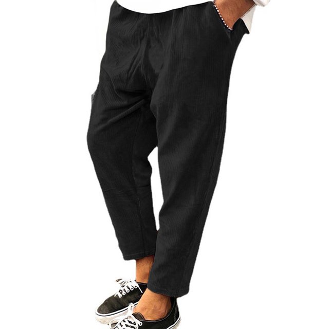 Innerwin Bottoms Drawstring Mens Trousers Holiday Elastic Waist Leisure Pants Black M