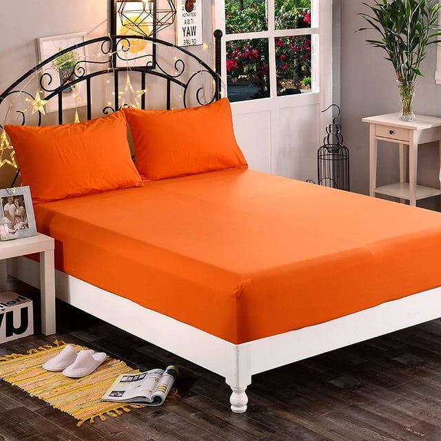 1200 Thread Count 100% Egyptian Cotton 3-Piece Fitted Sheet ( 1 Fitted Sheet + 2 Pillow Covers) 18 Inches Deep Pocket Size Solid Pattern