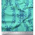 thumbnail image 1 of Soimoi polyester Crepe Fabric Floral & Ogee Damask Printed Fabric 1 Yard 52 Inch Wide, 1 of 1