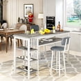 thumbnail image 4 of AWQM Gray Pub Table Set for 2, 4-Tier Storage Kitchen Table and Chairs Set, Counter Height Bar Table Set with 2 PU Leather Upholstered Chairs, for Kitchen Island, Dining Room, Pub, Gray, 4 of 8