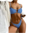 thumbnail image 2 of CEHVOM Women Split Swimsuit Show Waist Solid Color Bikini, 2 of 5