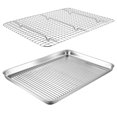 thumbnail image 2 of YAOMOBB High Temperature Resistant Baking Tray Stainless Steel Baking Tray Set with Mesh Rack Heavy Duty Non Heat Resistant Rectangle Bakeware for Kitchen Use, 2 of 6