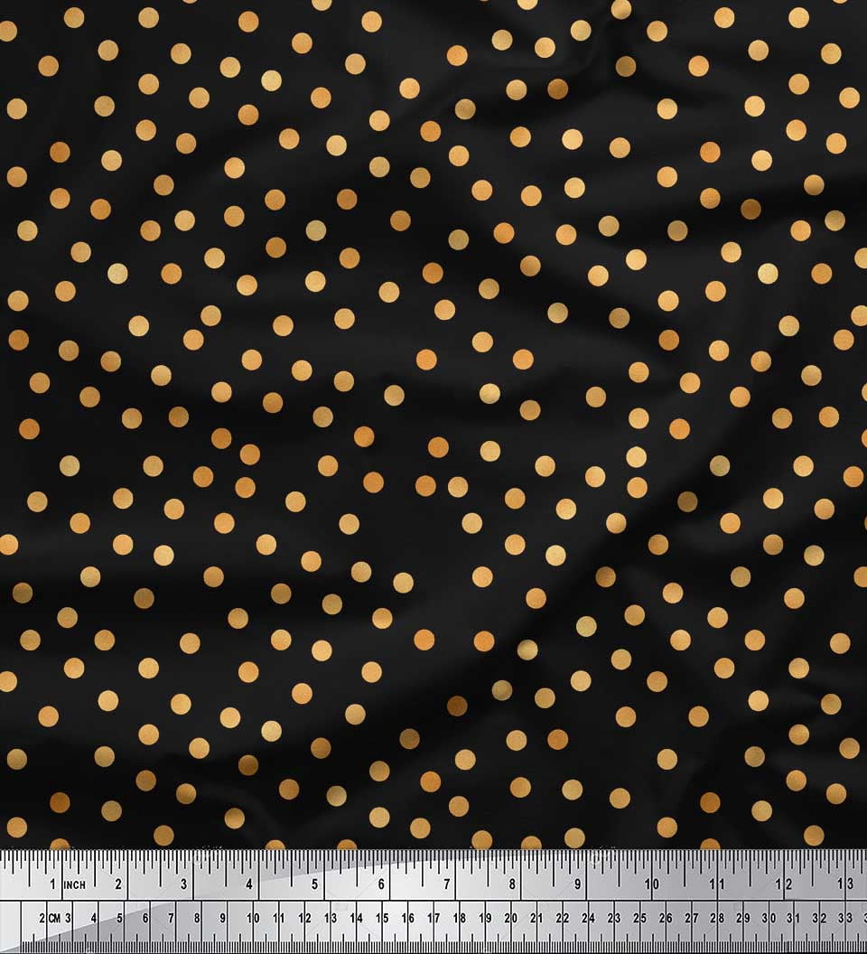 Soimoi Brown Silk Fabric Polka Dots Fabric Prints By Yard 42 Inch Wide