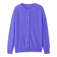 thumbnail image 4 of Baberdicy Haut en Tricot Uni pour Femme, Cardigan à Col Rond Ouvert à l'Avant, Cardigan Uni à Col Rond, Chandail en Tricot Décontracté, Haut de Tous les Jours Bleu TG, 4 of 5