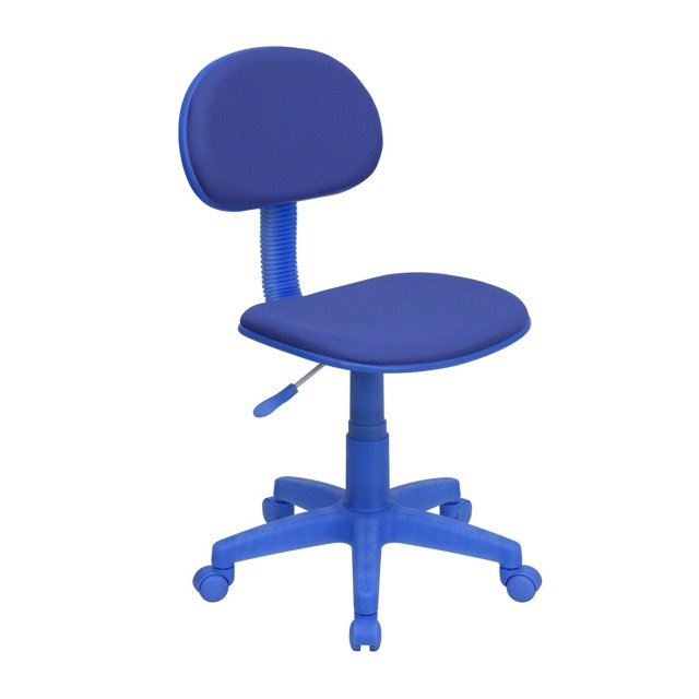 Chaise de travail pivotante en tissu bleu