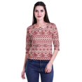 thumbnail image 4 of Moomaya Printed Keyhole Neck Ring Top Casual 3/4th Sleeve Tees Tank Tunic Top, 4 of 5
