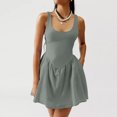 thumbnail image 1 of Liquidation d'Automne! Robes de Bal pour Femmes, Robe d'Été Décontractée pour Femmes avec Poches, Couleur Unie, Mini-Robe à Col en V, Gris, G, 1 of 9