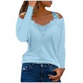 thumbnail image 1 of Pompotops Mode Blouse Décontractée à Manches Longues en Dentelle Col en V pour Femmes en Solde, 1 of 6