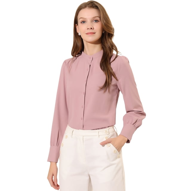 INSPIRE CHIC Chemises à Manches Longues pour Femmes avec Col Montant et Boutons
