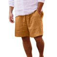 thumbnail image 1 of Mens Cotton Linen Shorts Casual Drawstring Inseam Shorts Stretch Summer Beach Wear, 1 of 8