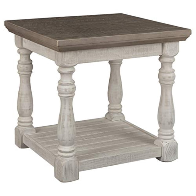 Signature Design by Ashley - Havalance Farmhouse End Table, Whitewash/Brown Wood