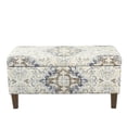 thumbnail image 2 of HomePop Transitional Fabric Large Decorative Storage Bench in Cream, 2 of 11