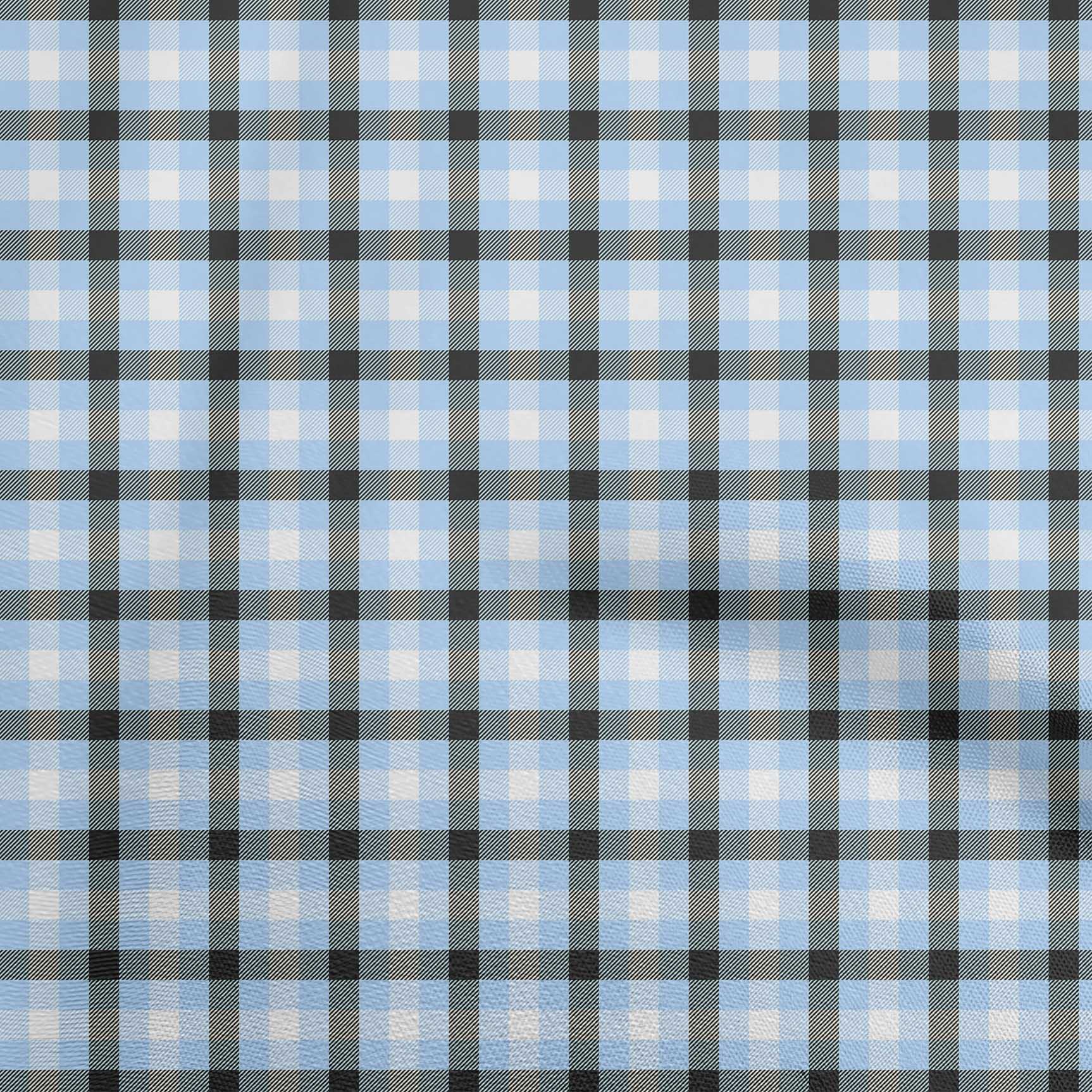 oneOone Cotton Poplin Light Blue Fabric Check Fabric For Sewing Printed Craft Fabric By The Yard 42 Inch Wide