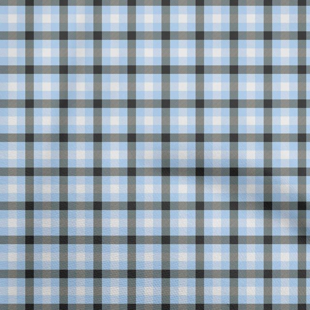 oneOone Polyester Spandex Light Blue Fabric Check Fabric For Sewing Printed Craft Fabric By The Yard 56 Inch Wide