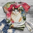 thumbnail image 2 of Grande Taille Femme Manches Courtes Imprimé 3D Kitty Cat Col Rond Hauts Tee T-Shirt Blouse, 2 of 6