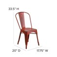 thumbnail image 4 of Bowery Hill Metal Curved Slat Back Dining Side Chair in Distressed Kelly Red, 4 of 7