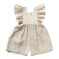 thumbnail image 1 of XDZJLR Girls' Jumpsuits & Rompers Baby Boys Playsuits Ruffled Fly Sleeve Newborn Linen Overalls Infant Summer Clothes Romper Khaki 3-6 Months, 1 of 2