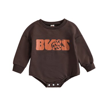 Ketyyh-chn99 Ensemble Ourson pour Bébé Combinaison en Molleton pour Nouveau-Né Barboteuse Bébé Garçons Filles Manches Longues Imprimés de Lettres Barboteuse Vêtements pour Enfants Café,12-18 Mois