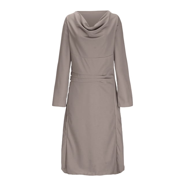 Gspmoly Robes d'Été pour Femmes 2025, Mode Femmes Robe Chemise à Col Rond Uni à Manches Longues Taille Haute Robes de Mariage pour Femmes Économies d'Été