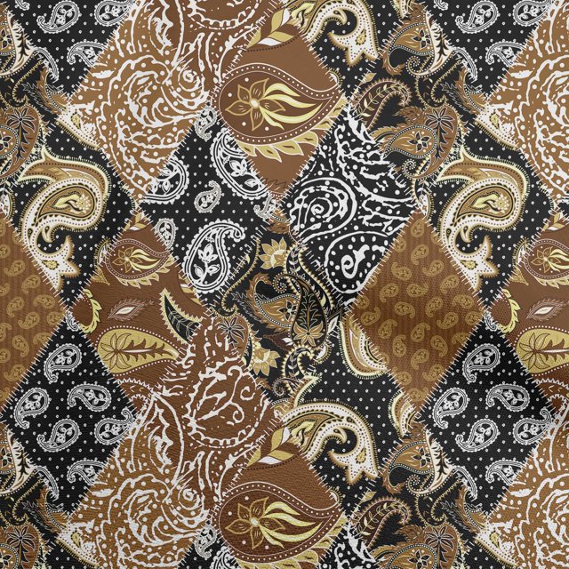 oneOone Polyester Spandex Brown Fabric Asian Paisley Fabric For Sewing Printed Craft Fabric By The Yard 56 Inch Wide
