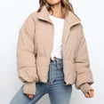 thumbnail image 1 of Veste en Duvet pour Femmes en PVC, Cardigan Uni à Col Montant, Manteau Rembourré d'Extérieur, 1 of 9