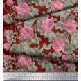 thumbnail image 3 of Soimoi Red Rayon Fabric Leaves & Rose Flower Printed Craft Fabric by The Yard 56 Inch Wide, 3 of 3