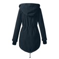 thumbnail image 4 of WEIYLL Womens Fleece Jacket Warm Solid Color Hooded Zipper Pockets Navy Winter Clothes Size XL, 4 of 4