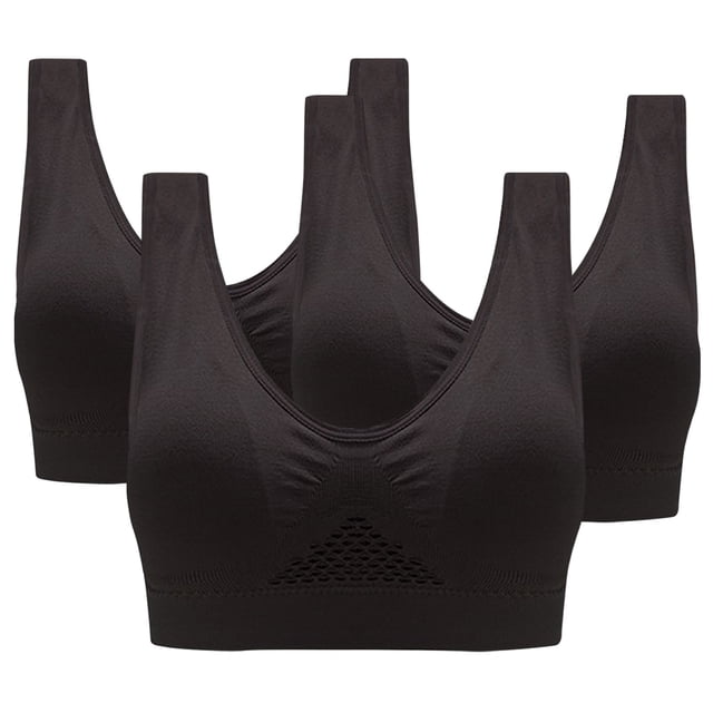 AherBiu 3pc Plus Size Sports Bras for Women High Support Wireless Workout Bras Full Coverage Push up Yoga Running Bralettes