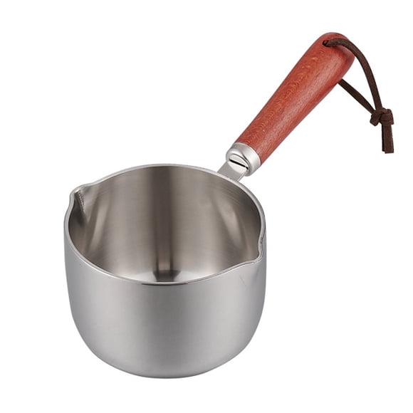 Stainless Steel Pan Mini Milk Warmer Pot Soup Pan With Wooden Handle Small Saucepan For Butter Warmer Heating Milk Cooking 10 Fry Pan Nonstick with Frying Pans Nonstick Ceramic 12 T Fall Non Stick