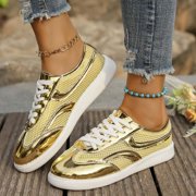 Slip On Sneakers Women, Womens Sneakers Lightweight Walking Sports Shoes for Woman Breathable Comfortable Casual Athletic Sneakers Summer Hollow Mesh Breathable Casual Sports Shoes, Gold, 6.5