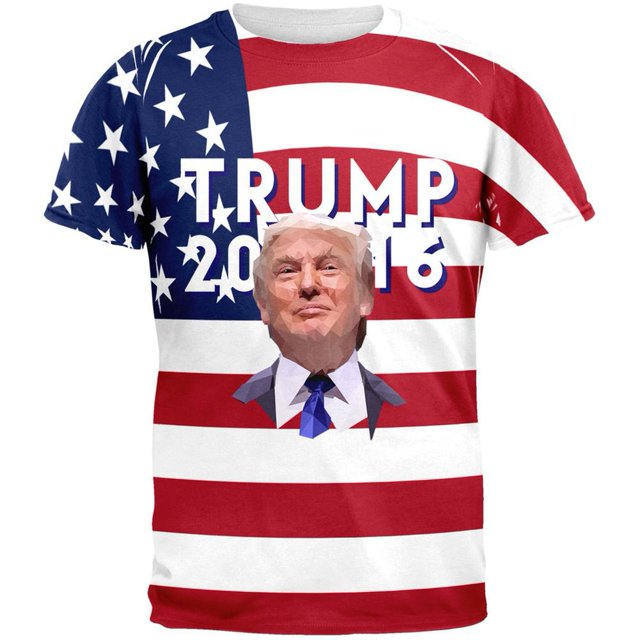 Election 2016 Trump American Flag All Over Adult T-Shirt