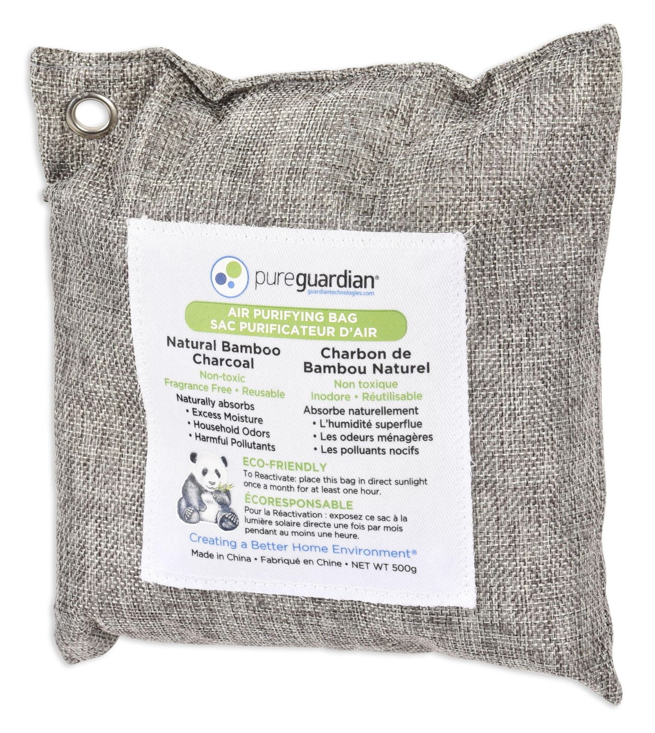 PureGuardian CB500 500G sacs de charbon de bambou purificateur d’air, réducteur d’odeurs naturel et écologique