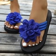thumbnail image 2 of WLOELOEW Women'S Plus-Size Beach Sandals With Floral Pattern Thick Sole For Summer Blue Cloth Material Size 6 Us 9.25 Inches, 2 of 9