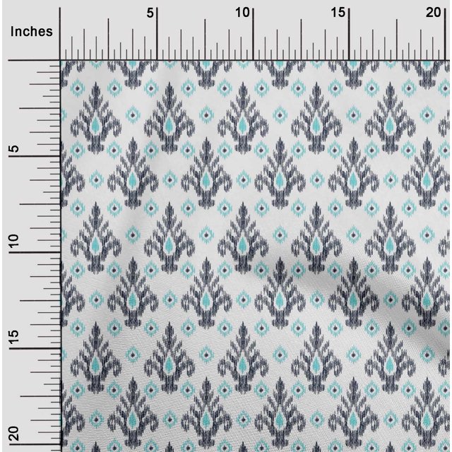 oneOone Georgette Viscose Fabric Diamond & Swirl Ikat Print Fabric BTY 42 Inch Wide