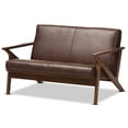thumbnail image 1 of Baxton Studio Bianca Faux Leather Loveseat in Brown and Walnut Brown, 1 of 8