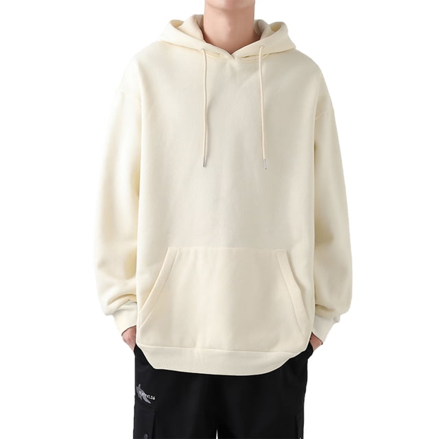 Innerwin Pullover Drawstring Mens Hoodies Sport Long Sleeve Casual Sweatshirt Apricot L
