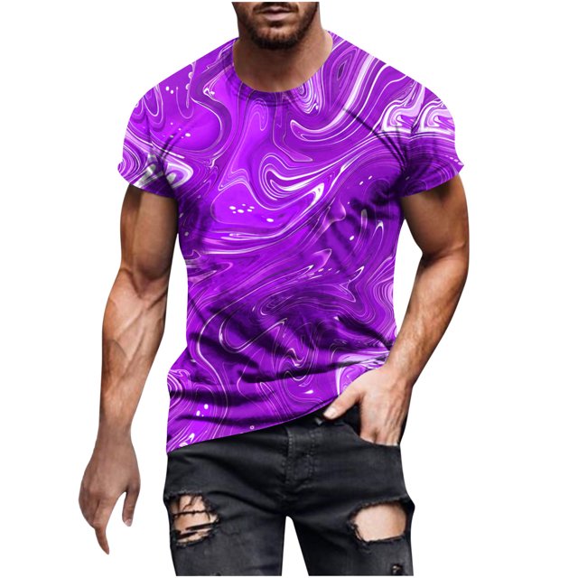 Birdeem Chemises pour Hommes Mode Hommes Confortables Imprimés Manches Courtes Col Rond Blouses Chemises