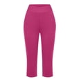 thumbnail image 3 of Plebaso Pantalons Capri pour Femmes Taille Haute Croisée Pantalons de Yoga Décontractés avec Poches, 3 of 7
