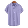 thumbnail image 2 of JIUKE Plus Size Shirts for Men Short Sleeve Button down Shirts Lapel Solid Color Loose Summer Vacation Blouses, 2 of 7