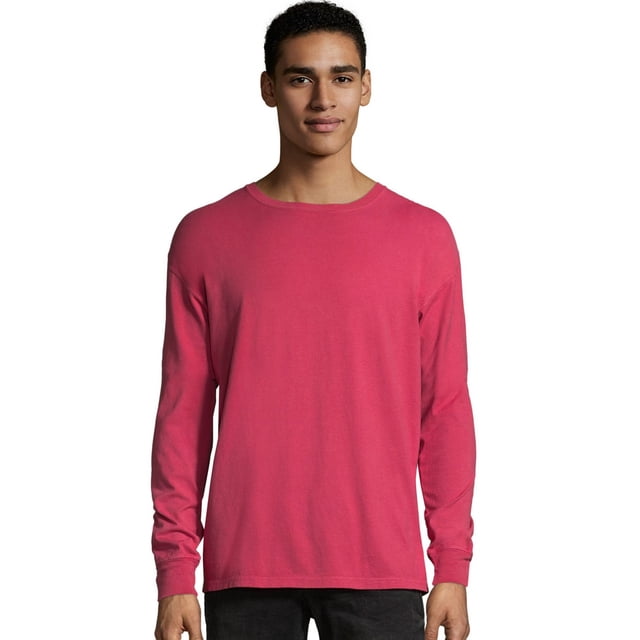 Hanes Mens ComfortWash Garment Dyed Long Sleeve Tee, 2XL, Crimson Fall