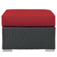thumbnail image 3 of Modway Sojourn Aluminum and Rattan Patio Ottoman in Canvas/Red, 3 of 3