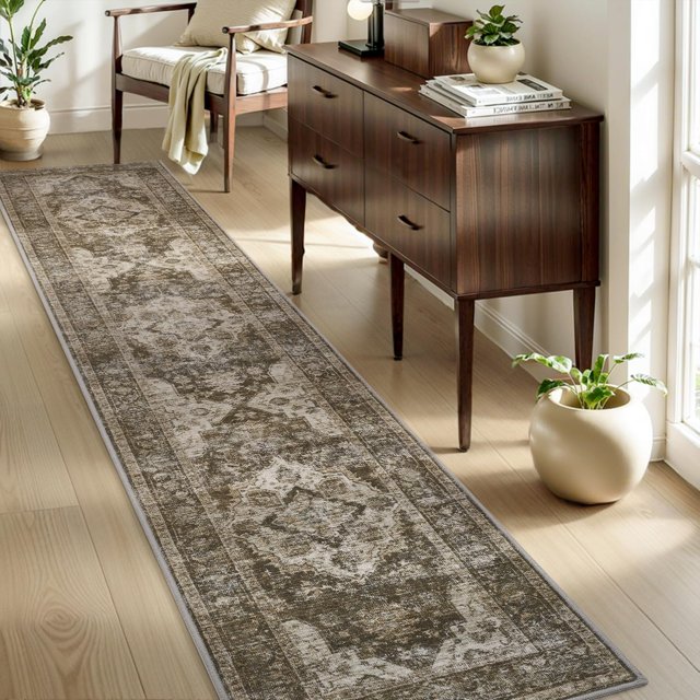 -Runner Rug X Rugs for Living Room- Machine Washable Rug-Soft Living Room Rug-Vintage Non Slip Carpet-Rugs for Bedrooms Dining Office