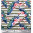 thumbnail image 1 of Soimoi Poly Georgette Fabric Stripe,Floral & Peacock Bird Fabric Prints by Yard 52 Inch Wide, 1 of 3