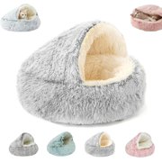 Olvys Dog Bed, Olvys Cozy Cocoon Pet Bed for Dogs, Cat Dog Beds with Cover, Plush Dogs Beding Cave for Small Medium Large (Gray,L(23.6in))