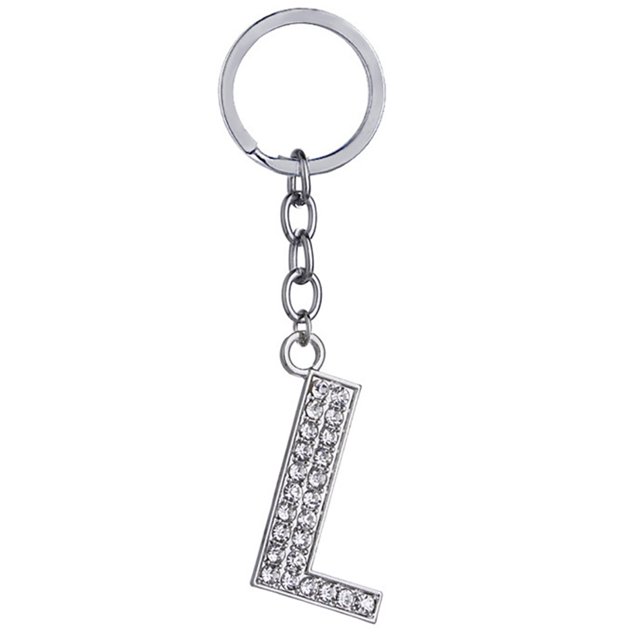 Key Chain Rhinestone A to Z Design Pendant Keychain Key Ring for Handbag Decor