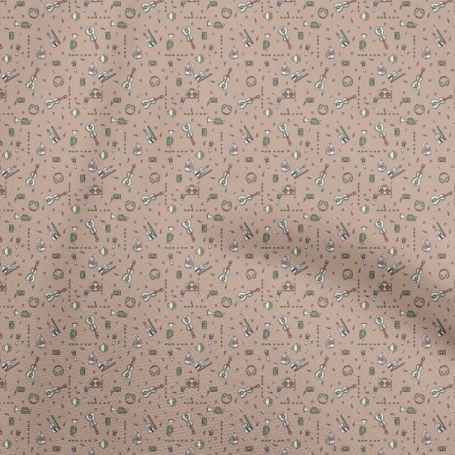 oneOone Cotton Poplin Twill Brown Fabric Musical Instruments Craft Projects Decor Fabric Printed By The Yard 56 Inch Wide