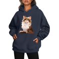 thumbnail image 1 of WEAIXIMIUNG Graphic Sweatshirts for Women Ms Popular Logo To The Letters Sleeve Hooded, 1 of 5