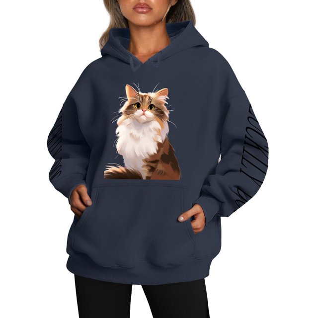WEAIXIMIUNG Graphic Sweatshirts for Women Ms Popular Logo To The Letters Sleeve Hooded