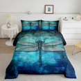 thumbnail image 2 of Erosebridal Blue Dragonfly Comforter Sets Queen Size,Ombre Gradient Bedding Queen Comforter Set,Animal Decor,Reversible,Breathable,3-Piece, 2 of 7